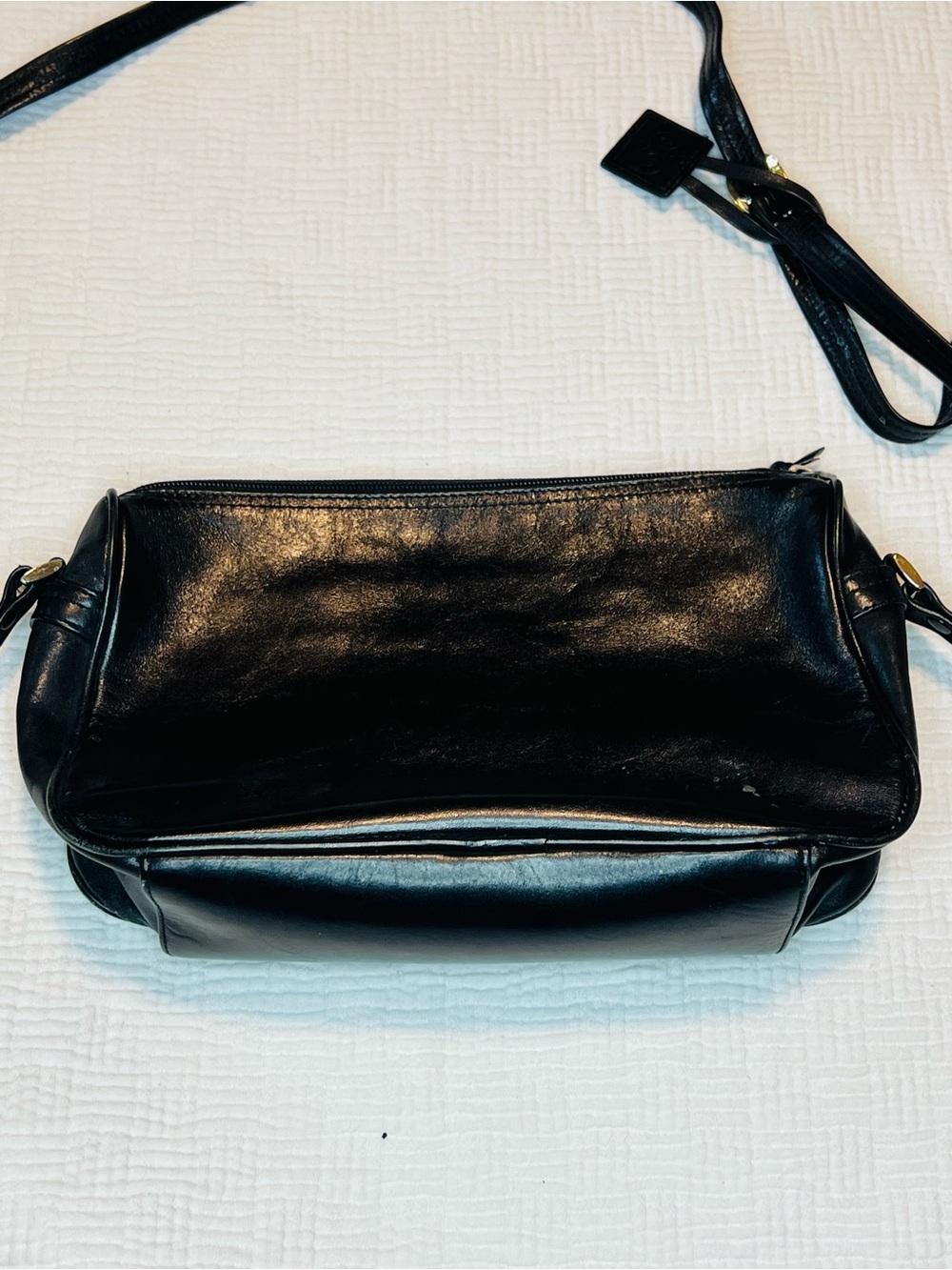 Amanda Smith Black Leather Interior Crossbody with Gold Accent